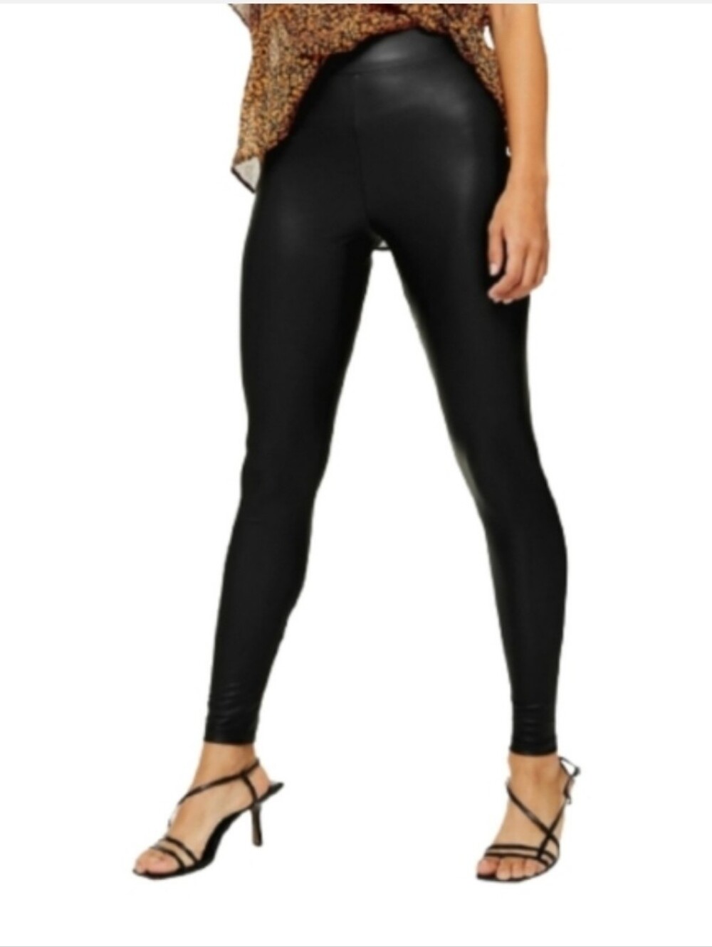Topshop Black Coated Faux Leather Vegan Leggings Women's Size 2P